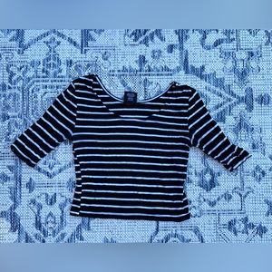 Black and White Striped Crop Top